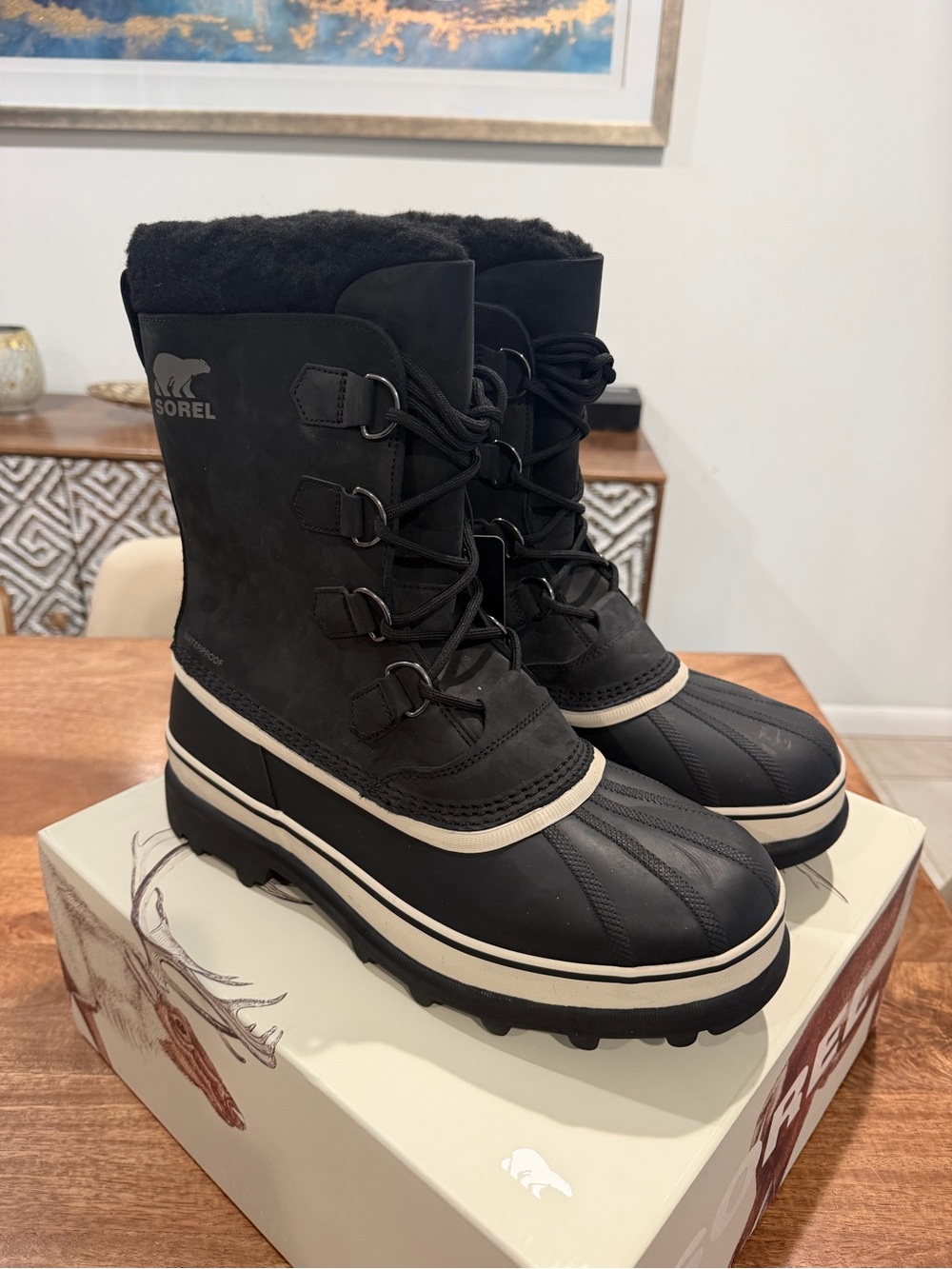 Sorel Men's Black & Cream Insulated Lace-Up Snow Boots